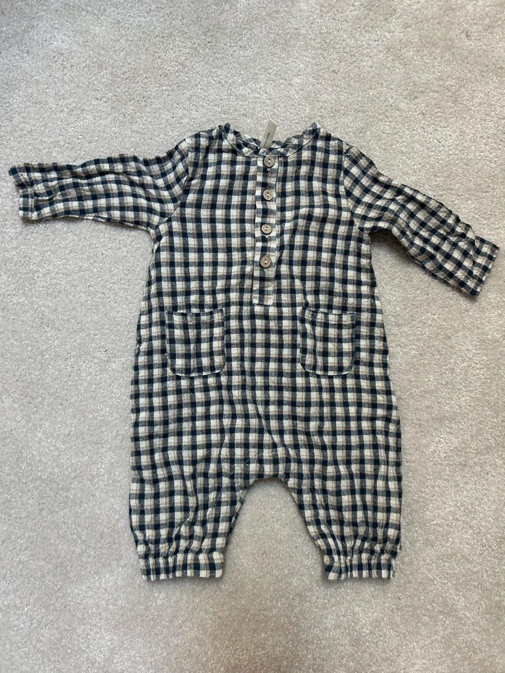 Rylee + Cru Navy and Cream Gingham Romper